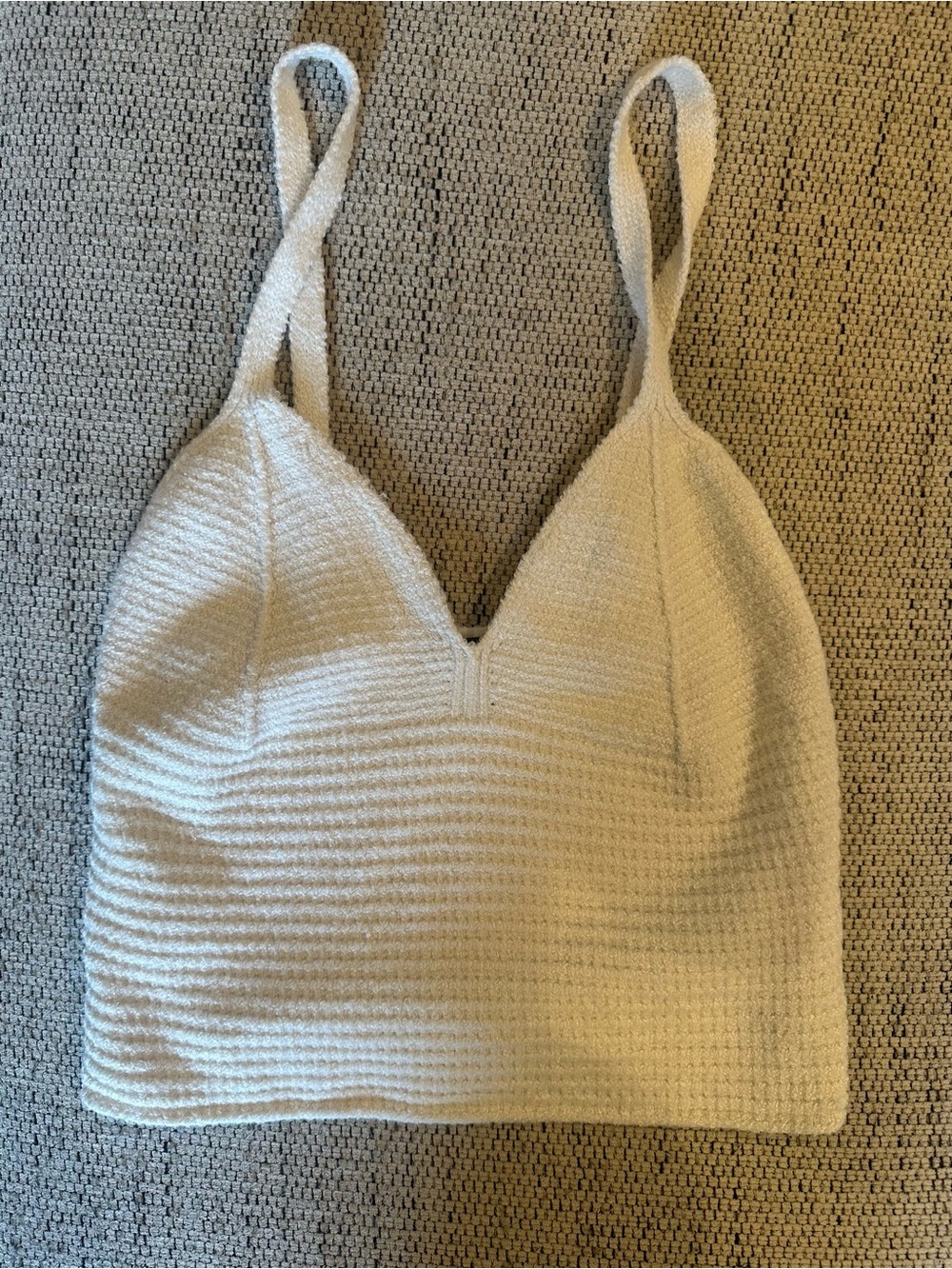 Forever 21 Cream Ribbed V-Neck Sweater Tank